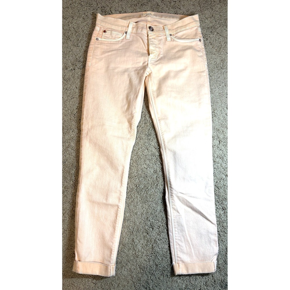 Hudson Jeans Women's 26 Harkin Crop Super Skinny Cuff Apricot Stretch